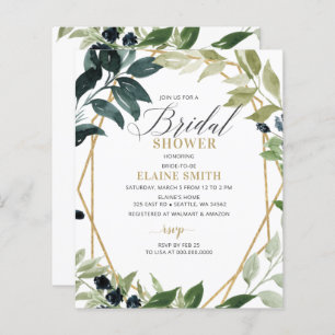 Budget Greenery Geometric Bridal Dusche Einladung
