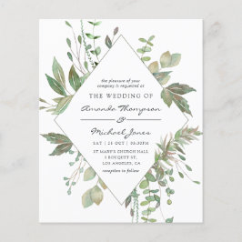 Budget Greenery Geometric Wedding Einladung Flyer