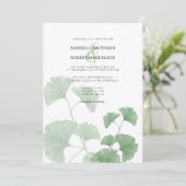 Budget Greenery Ginkgo Tree Watercolor Wedding Einladung (Stehend Vorderseite)