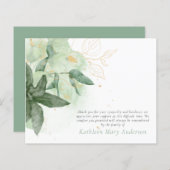 Budget Greenery Gold Beerdigung Danke Karte (Vorne/Hinten)