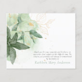 Budget Greenery Gold Beerdigung Danke Karte (Vorderseite)