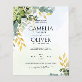 BUDGET Greenery Gold Eukalyptus Blätter Hochzeit Flyer
