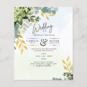 BUDGET Greenery Gold Eukalyptus Blätter Hochzeit Flyer (Vorne)