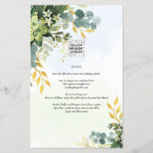 BUDGET Greenery Gold Eukalyptus Blätter Hochzeit Flyer (Hinten)