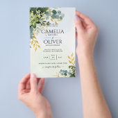 BUDGET Greenery Gold Eukalyptus Blätter Hochzeit Flyer (Handgriff)