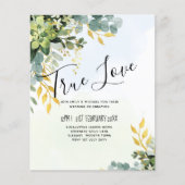 BUDGET Greenery Gold Eukalyptus Blätter Hochzeit Flyer (Vorne)