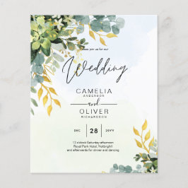 BUDGET Greenery Gold Eukalyptus Blätter Hochzeit Flyer