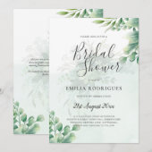 BUDGET Greenery Gold Eukalyptus BRAUTPARTY Einladung (Vorne/Hinten)