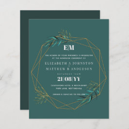 Budget Greenery Gold Geometric Wedding Einladungen