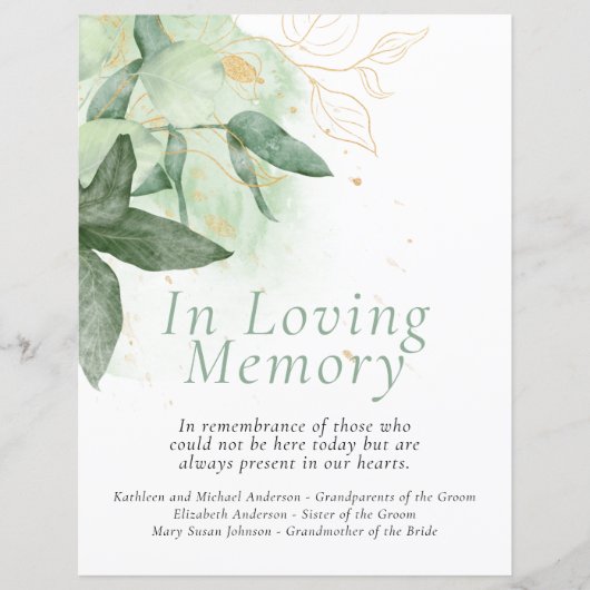 Budget Greenery Gold Wedding Erinnerungszeichen (Vorderseite)