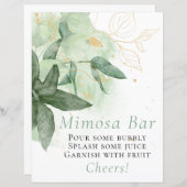 Budget Greenery Gold Wedding Mimosa Bar Sign (Vorne/Hinten)