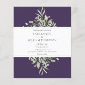 Budget Greenery Lila Wedding Foto Einladung (Vorderseite)