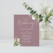 Budget Greenery Mauve Wedding Einladung (Stehend Vorderseite)