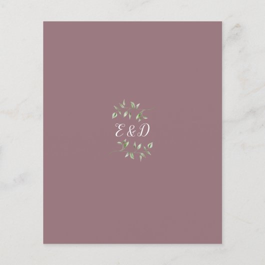 Budget Greenery Mauve Wedding Einladung (Rückseite)