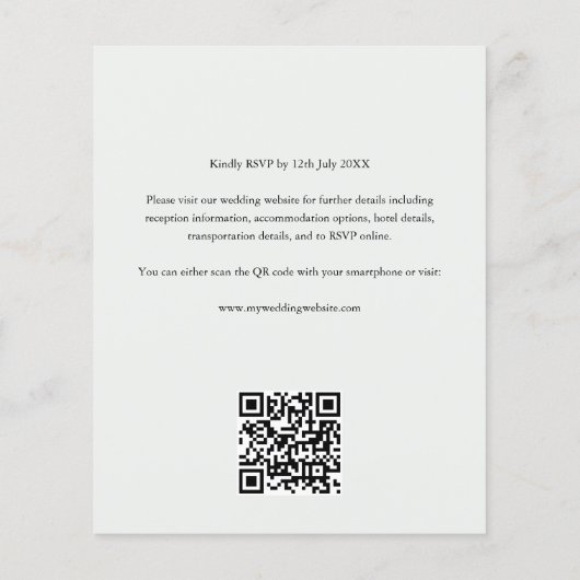 Budget Greenery Moderner QR Code Hochzeitsempfehlu Flyer (Hinten)