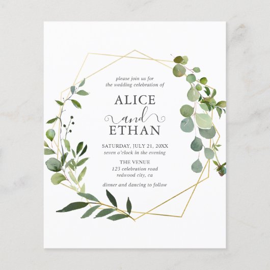Budget Greenery Moderner QR Code Hochzeitsempfehlu Flyer (Vorne)