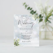 Budget Greenery Monogram Winter Wedding Einladung (Stehend Vorderseite)