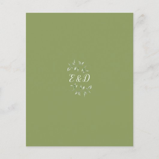 Budget Greenery Moss Green Wedding Einladung (Rückseite)