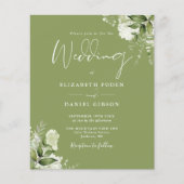 Budget Greenery Moss Green Wedding Einladung (Vorderseite)