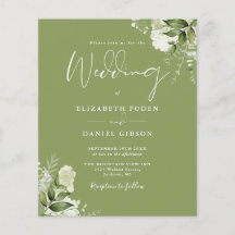 Budget Greenery Moss Green Wedding Einladung