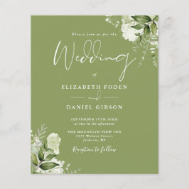 Budget Greenery Moss Green Wedding Einladung