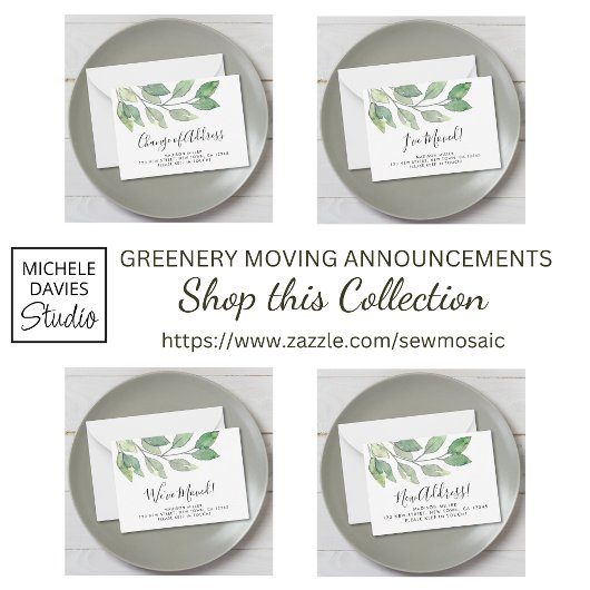 Budget Greenery New Address Announcement Card