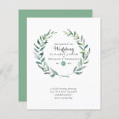 Budget Greenery Olive Blätter Hochzeiten Einladung (Vorne/Hinten)