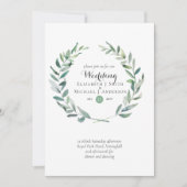 Budget Greenery Olive Blätter Hochzeiten Einladung (Vorderseite)