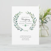Budget Greenery Olive Blätter Hochzeiten Einladung (Stehend Vorderseite)