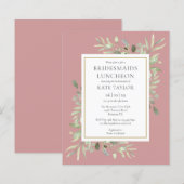 Budget Greenery Pink Bridesmaids Luncheon Einladun (Vorne/Hinten)