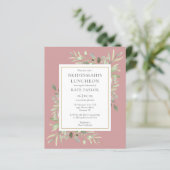 Budget Greenery Pink Bridesmaids Luncheon Einladun (Stehend Vorderseite)