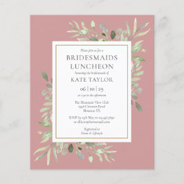 Budget Greenery Pink Bridesmaids Luncheon Einladun