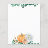 Budget Greenery Pumpkin Baby Dusche Einladung (Rückseite)