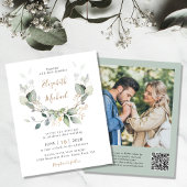 Budget Greenery QR Code Foto Hochzeit Einladung