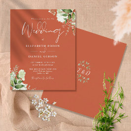 Budget Greenery Terracotta Hochzeit Einladung