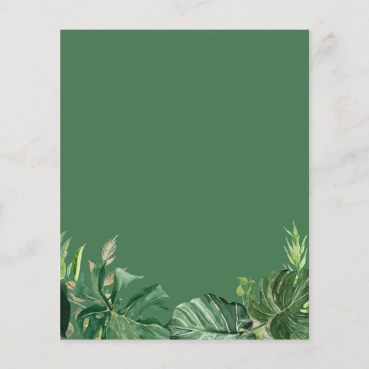 Budget Greenery Tropical Palm Leaf Wedding Einladu (Rückseite)