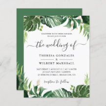 Budget Greenery Tropical Palm Leaf Wedding Einladu