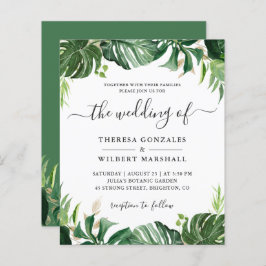 Budget Greenery Tropical Palm Leaf Wedding Einladu