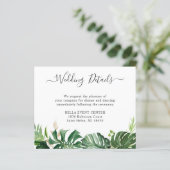Budget Greenery Tropical Palm Wedding Details Card (Stehend Vorderseite)