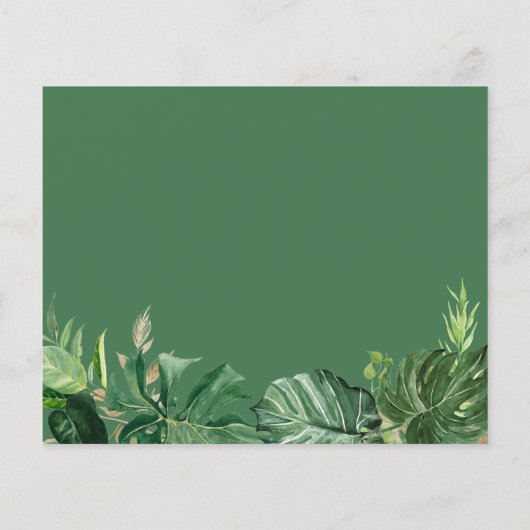 Budget Greenery Tropical Palm Wedding Details Card (Rückseite)