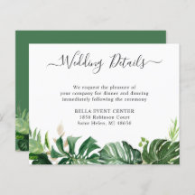 Budget Greenery Tropical Palm Wedding Details Card