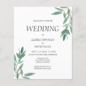 Budget Greenery Watercolor Einladung zur Hochzeit (Vorderseite)