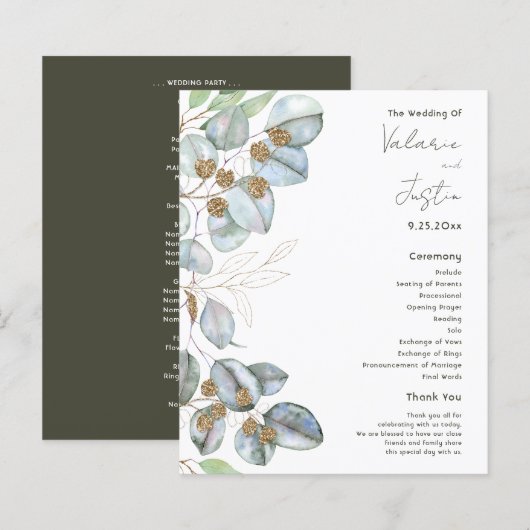 Budget Greenery Watercolor Eukalyptus Wedding (Vorne/Hinten)