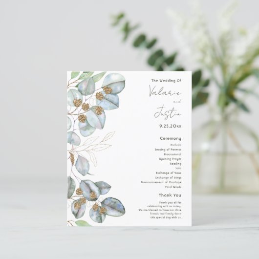 Budget Greenery Watercolor Eukalyptus Wedding (Stehend Vorderseite)