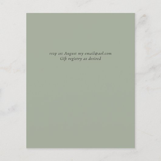 Budget Greenery Wedding Einladung (Rückseite)