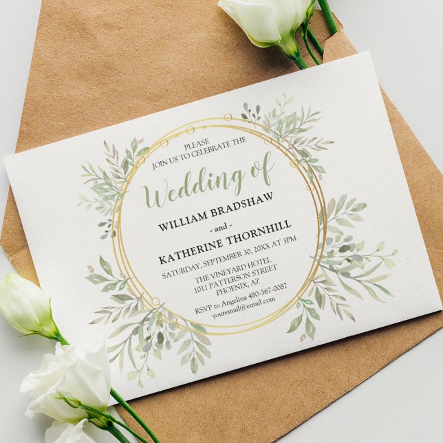 Budget Greenery Wedding Einladungen (Von Creator hochgeladen)