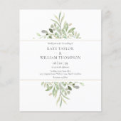 Budget Greenery Wedding Foto Einladung (Vorderseite)