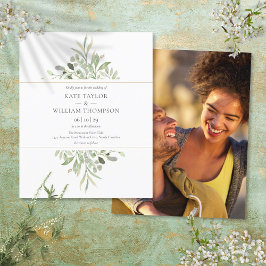 Budget Greenery Wedding Foto Einladung