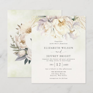 Budget Greenery White Floral Wedding Einladungen