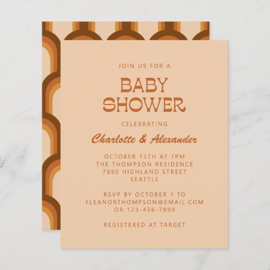 Budget Groovy 70er Brown Retro Couples Kinderdusch (Vorne/Hinten)